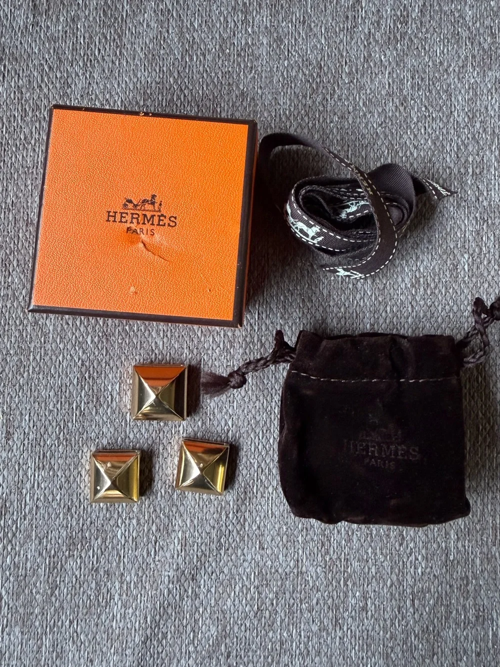 HERMÈS Medor Scarf Ring 3-Piece Set Golden